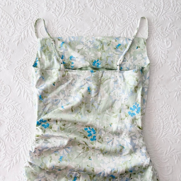 Lulu's Pale Green & Light Blue Floral Slip Midi Dress - Picture 5 of 8